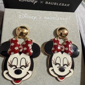 BaubleBar Disney Minnie Mouse Drop Earrings - Black, White, Red, Gold